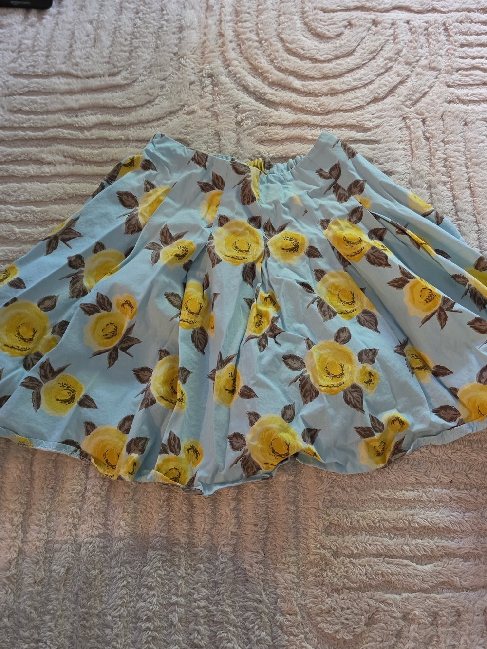 Mini Boden Sky Blue Yellow Rose Floral Twirl Skirt in size 5-6Y